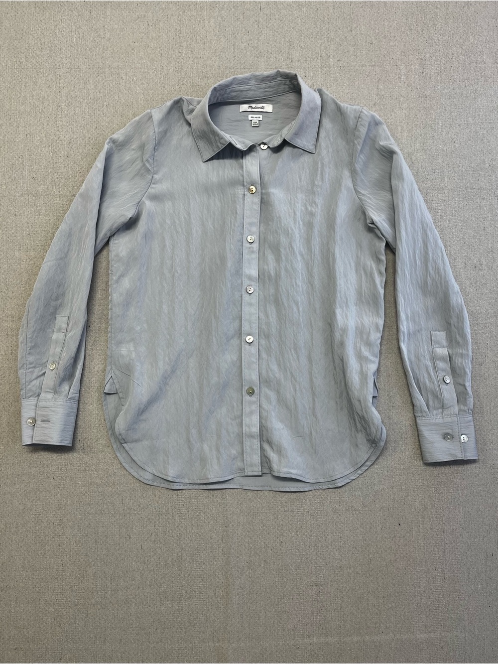 Madewell Relaxed Button Up Shirt Gray XXS Lightweight Blouse